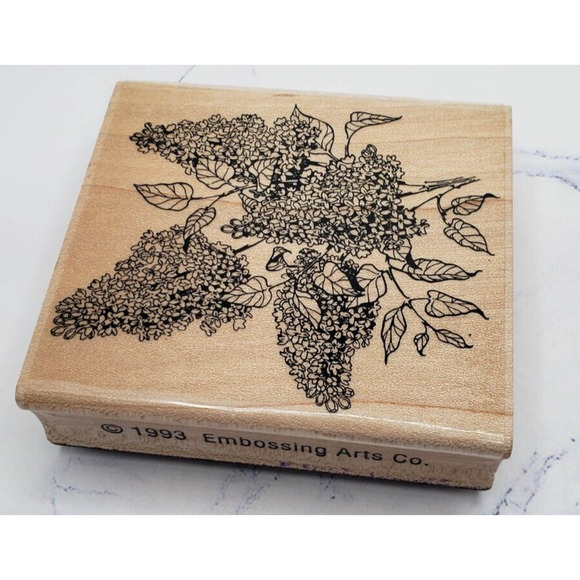 Embossing Arts Branch Of Lilacs Wood Mounted Rubber Stamp - Picture 1 of 8